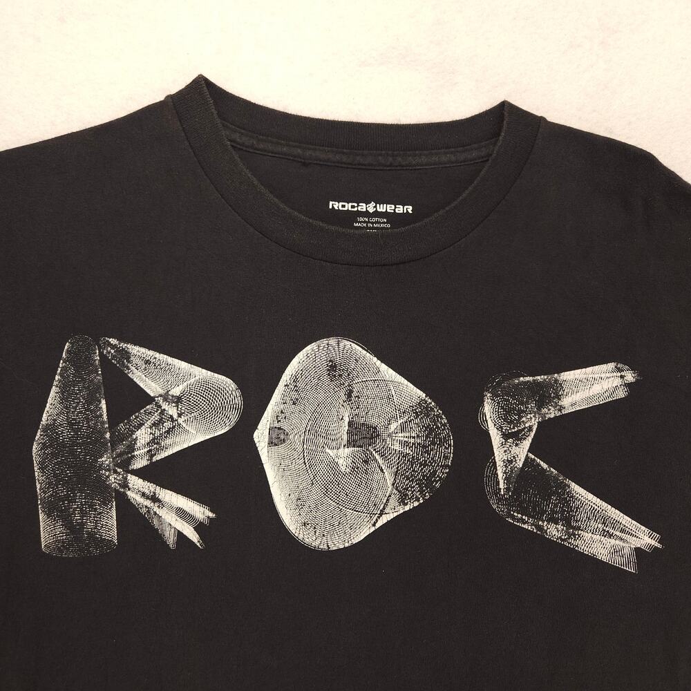 Roca Wear Casual Crew Neck Short Sleeve Graphic Shirt Mens Size 2XL Black